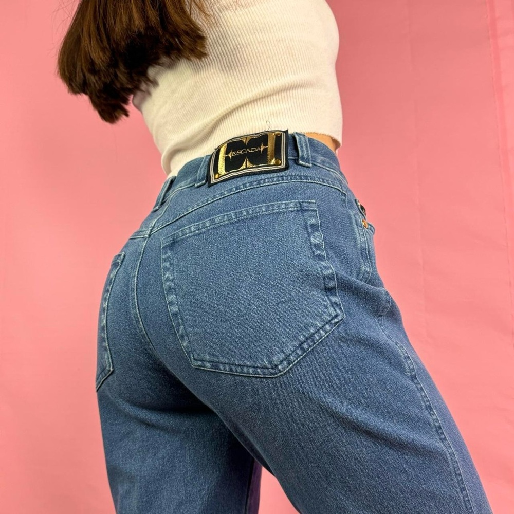 Vintage 90s medium wash high waisted Escada jeans Italy EU 38
